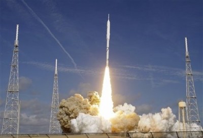 The Ares I-X test rocket lifts off successfully from Pad 39B at the Kennedy Space Center in Cape Canaveral, Fla., Wednesday, Oct. 28, 2009.(AP Photo/John Raoux)